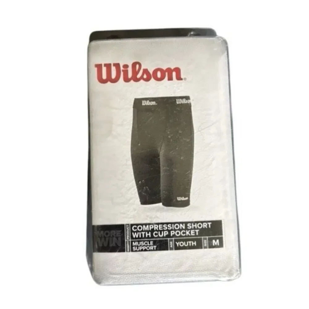 Wilson Size Youth Medium Black Compression Short With Cup Pocket *New*